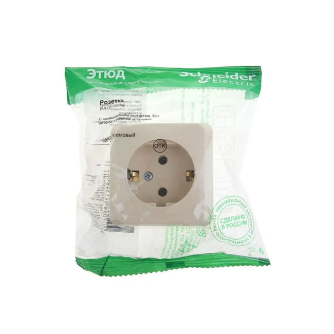 Розетка электрическая с заземлением Schneider Этюд (белый) - Артикул PA16-003B Розетка электрическая с заземлением Schneider Этюд (белый) - Артикул PA16-003B
