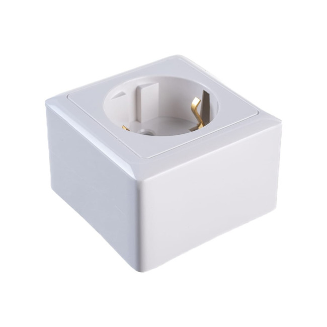 ХИТ О/У РОЗЕТКА с заземлением без шторок 16А, 250В, БЕЛЫЙ. Россия - Артикул RA16-133-B