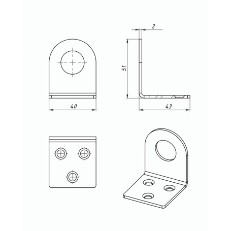 Проушина угловая, 2 мм, 90 х 40 мм, цинк Россия - Артикул 4650811
