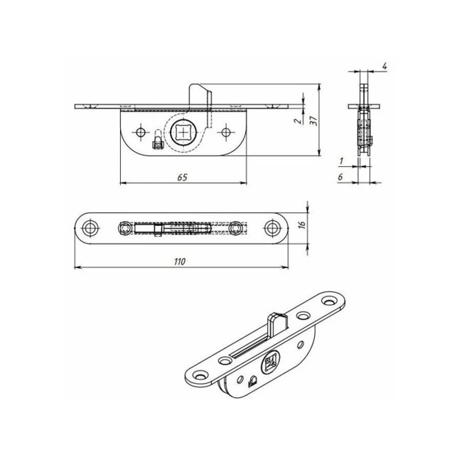 Завертка врезная ЗР2-2 с планкой - Артикул 9150211 Завертка врезная ЗР2-2 с планкой - Артикул 9150211