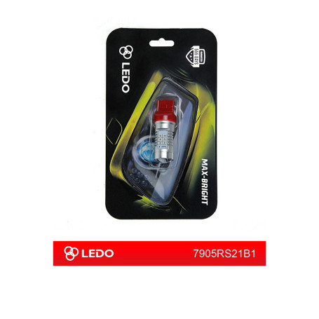 Лампа автомобильная светодиодная W21W, 12V, 21Вт, 21SMD, Max-Bright, LEDO - 1 шт - Артикул 7905RS21B1_LEO