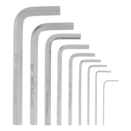 Набор ключей имбусовых (шестигранников) HEX, 1,5-10 мм, 45x, закаленные, 9 шт, короткие