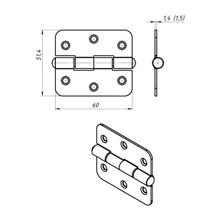 Петля накладная ПН5-60, белая, 2 шт. - Артикул 9156111