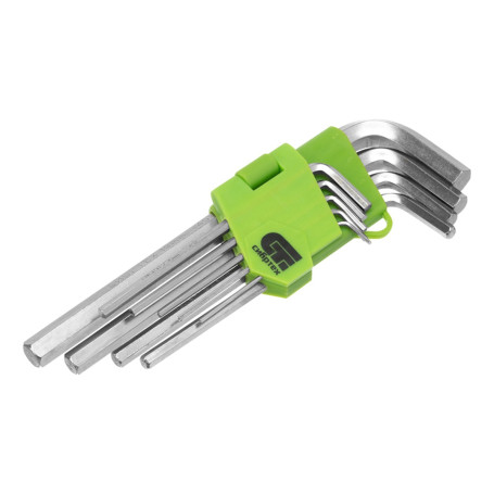 Набор ключей имбусовых (шестигранников) HEX, 1,5-10 мм, 45x, закаленные, 9 шт, удлиненные - Артикул 1231811