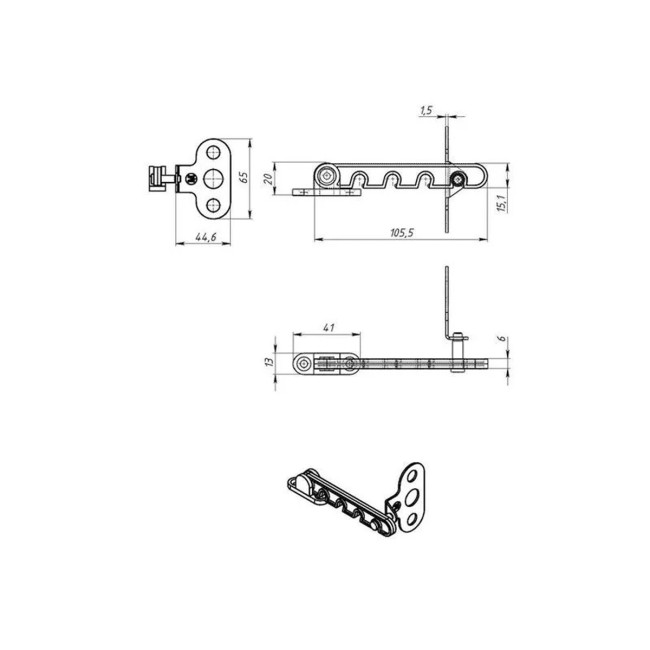 Ограничитель открывания окна, белый, L-105 - Артикул 823843 Ограничитель открывания окна, белый, L-105 - Артикул 823843