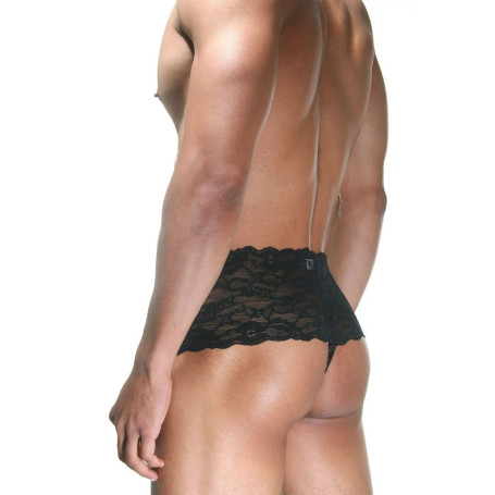 Мужские трусы с открытой интимной зоной и широким кружевным поясом - Артикул 247190