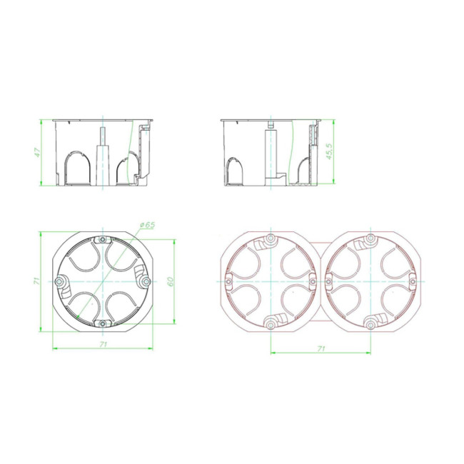 Подрозетник для гипсокартона 5 шт - Артикул 10101046 Подрозетник для гипсокартона 5 шт - Артикул 10101046