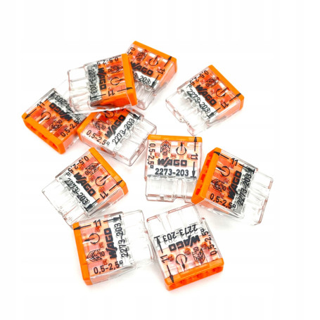 2273-203, Клемма 3 контактная, компактная, 0.5-2.5 кв.мм (10 шт) - Артикул 2273-203