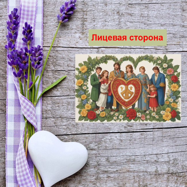 Мини открытка - карточка "Семья из семи человек", бирка для подарков, односторонние, 20 шт - Артикул 210153