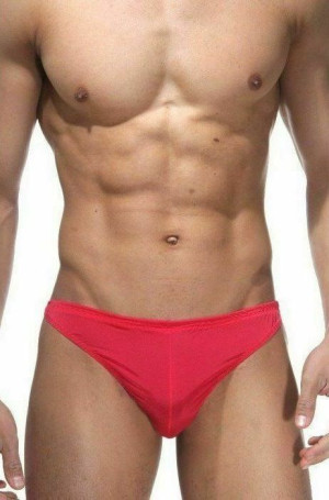 Мужские красные трусы-тонги на застежке - Артикул 421176