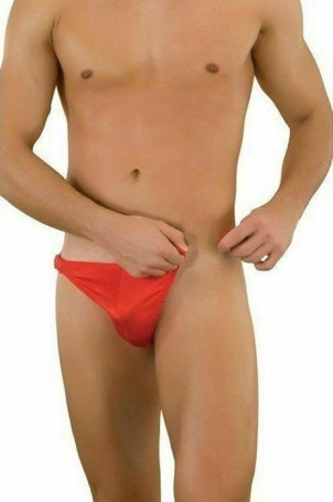 Мужские красные трусы-тонги на застежке - Артикул 421176