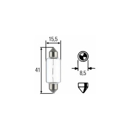 Лампа автомобильная накаливания R10W, 24V, 10Вт, SV8.5-8, L 41мм, HELLA - 1 шт