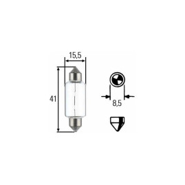 Лампа автомобильная накаливания R10W, 24V, 10Вт, SV8.5-8, L 41мм, HELLA - 1 шт
