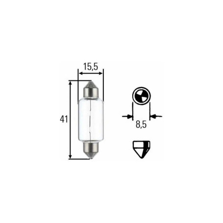 Лампа автомобильная накаливания R10W, 24V, 10Вт, SV8.5-8, L 41мм, HELLA - 1 шт - Артикул 8GM002091251_HEL
