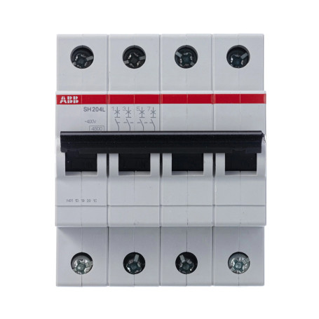 Автоматический выключатель SH204L, 4 полюс, 10A, тип C, ABB - Артикул SH204LC10