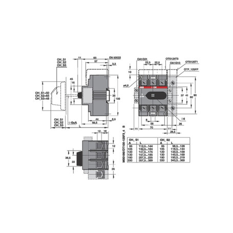 Рубильник OT125 F3, 125A, 3п, AC23, с рукояткой, 1SCA105033R1001 - Артикул 1SCA105033R1001