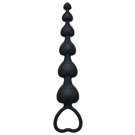Чёрная анальная цепочка Heart s Beads Black - 18 см. - Артикул 75585