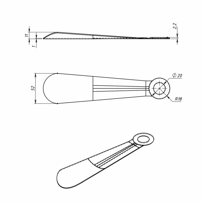 Рожок обувной 200 мм, медь - Артикул 897 Рожок обувной 200 мм, медь - Артикул 897