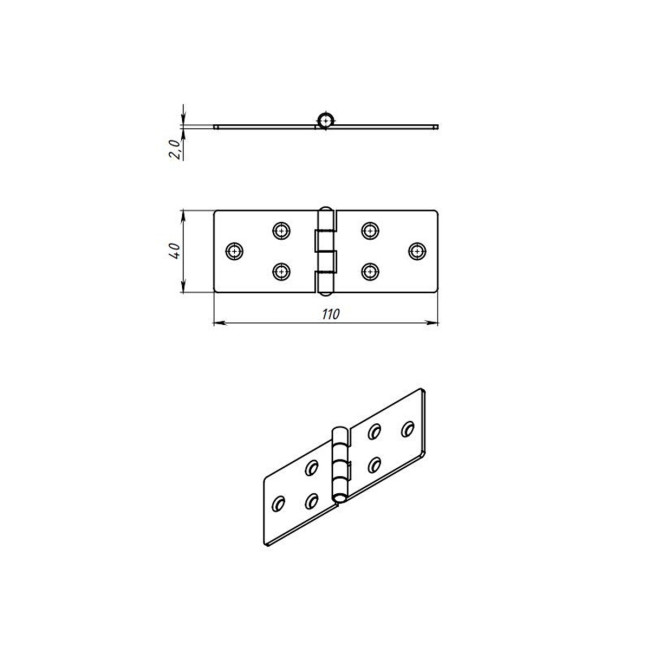 Петля карточная 110х40, цинк, 2 шт. - Артикул 9154711