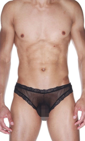 Мужские трусы-бразилиана с кружевной отделкой - Артикул 423072