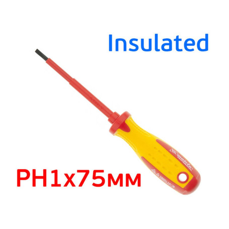 Отвертка диэлектрическая, PH1 x 75 мм, CrMo, до 1000 В, двухкомпонентная рукоятка Professional - Артикул 1292611