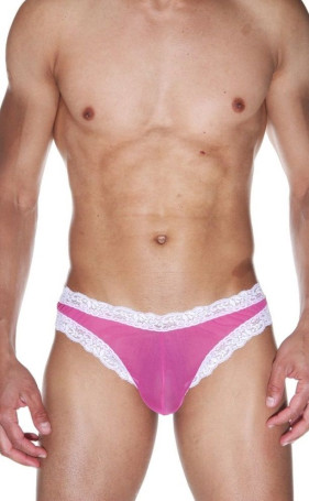 Мужские трусы-бразилиана с отделкой края кружевом - Артикул 423076