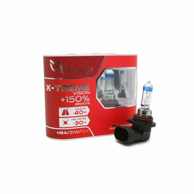 Лампа автомобильная галогеновая HB4, 12V, 51Вт, P22d, X-treme Vision +150%, CLEARLIGHT - 1 шт - Артикул ML9006XTV150_CLL Лампа автомобильная галогеновая HB4, 12V, 51Вт, P22d, X-treme Vision +150%, CLEARLIGHT - 1 шт - Артикул ML9006XTV150_CLL