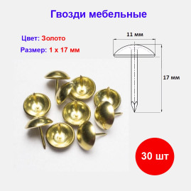 Гвоздь мебельный золото 1х17 мм, 30 шт