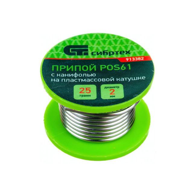 Припой с канифолью, D 2 мм, 25 г, POS61, на пластмассовой катушке. - Артикул 91338211 Припой с канифолью, D 2 мм, 25 г, POS61, на пластмассовой катушке. - Артикул 91338211