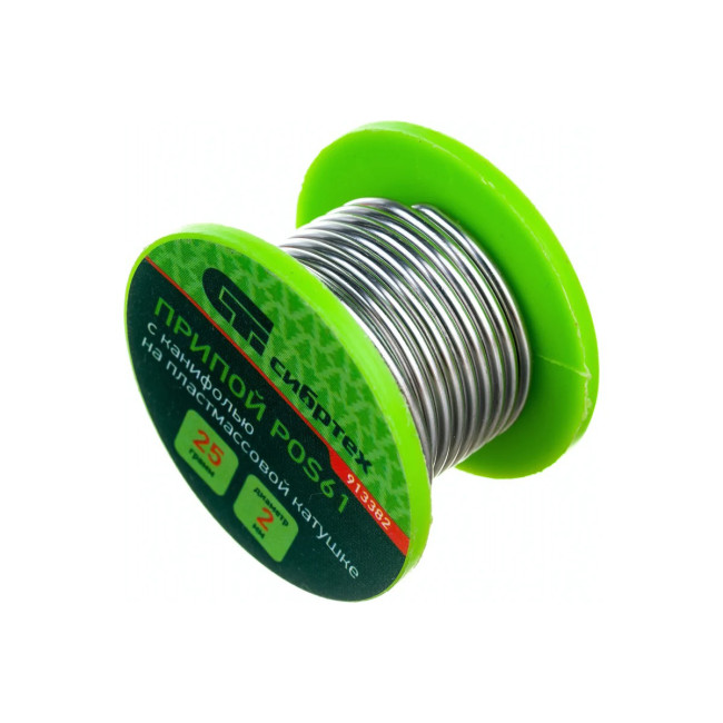 Припой с канифолью, D 2 мм, 25 г, POS61, на пластмассовой катушке. - Артикул 91338211 Припой с канифолью, D 2 мм, 25 г, POS61, на пластмассовой катушке. - Артикул 91338211