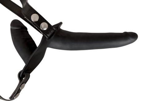 Женский страпон с вагинальной пробкой Double Strap On - 15 см. - Артикул 54705