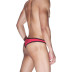 Красные мужские трусы-бразилиана с черной рюшевой отделкой - Артикул 423088