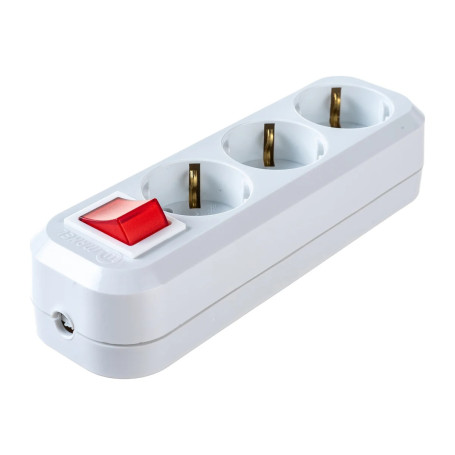 Колодка розеточная электрическая 3-х местная с кнопкой Makel - Артикул 10101020