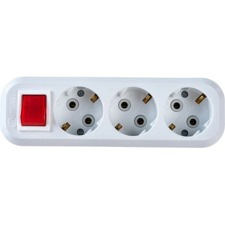 Колодка розеточная электрическая 3-х местная с кнопкой Makel - Артикул 10101020