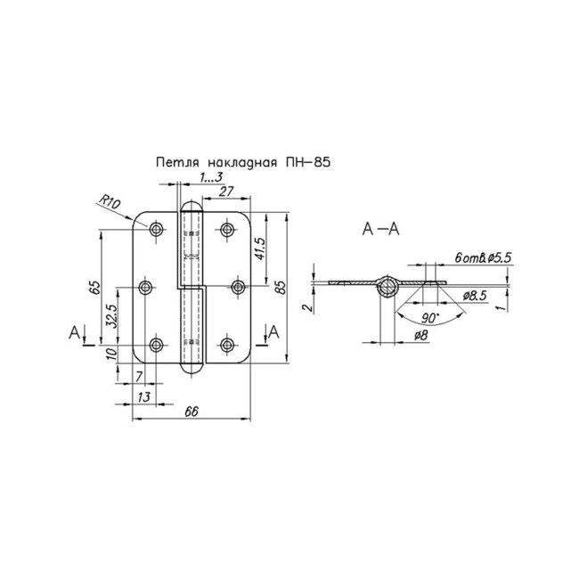 Петля накладная ПН1-85 левая, цинк, 2 шт. - Артикул 9155111 Петля накладная ПН1-85 левая, цинк, 2 шт. - Артикул 9155111