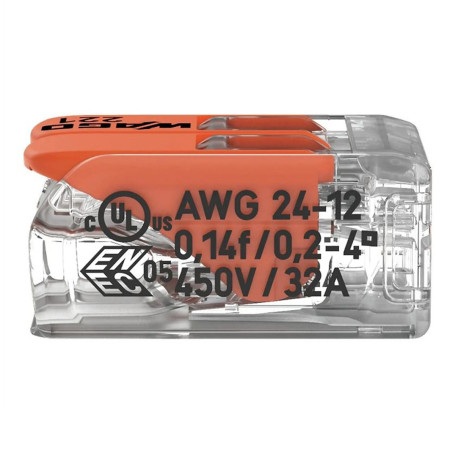 Клемма компактная с лапками двойная WAGO 221-412 10 шт. - Артикул 221-412