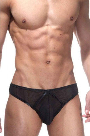 Черные трусы-слипы с блестящей окантовкой - Артикул 387454