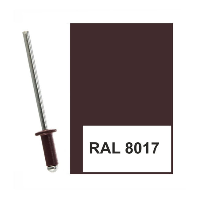 Заклепки 3.2 х 8 мм RAL 8017, темно-коричневые, 50 шт - Артикул 4067011 Заклепки 3.2 х 8 мм RAL 8017, темно-коричневые, 50 шт - Артикул 4067011