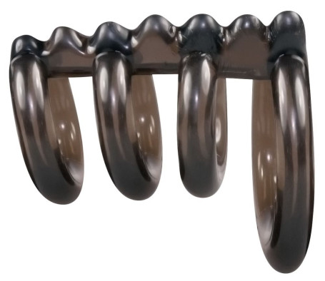 Дымчатая стимулирующая насадка на пенис из 4 колец - 6,5 см. - Артикул 52062