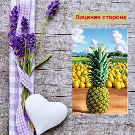 Мини открытка - карточка &quot;Ананас на поле&quot;, бирка для подарков, односторонние, 20 шт