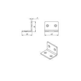 Уголок мебельный, 30х30х40 мм, цинк, 10 шт.