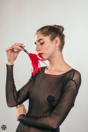 Красный перьевой тиклер Plume - 23 см. - Артикул 224572