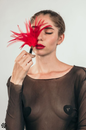 Красный перьевой тиклер Plume - 23 см. - Артикул 224572