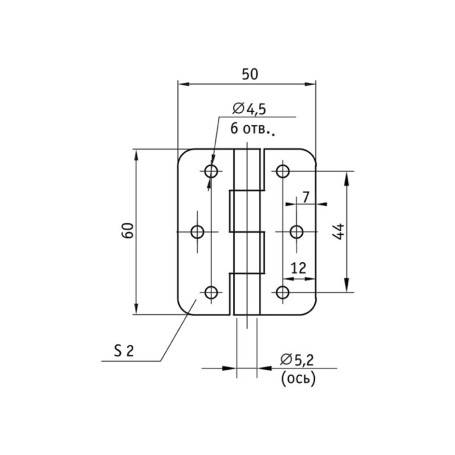 Петля накладная ПН5-60, цинк, 2 шт. - Артикул 9156011