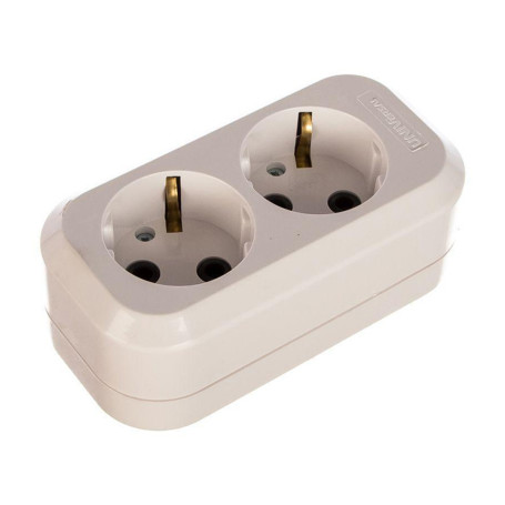 Колодка розеточная электрическая 2-х местная с/з UNIVersal - Артикул 10101021