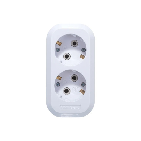 Колодка розеточная электрическая 2-х местная с/з UNIVersal - Артикул 10101021