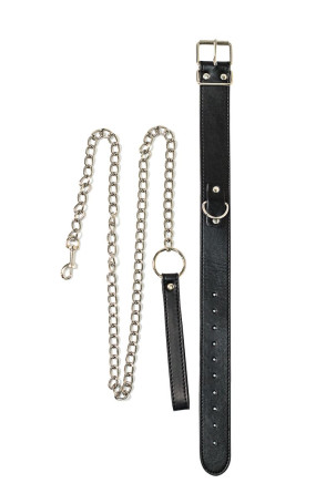 Черный ошейник с поводком Wild - Артикул 224450