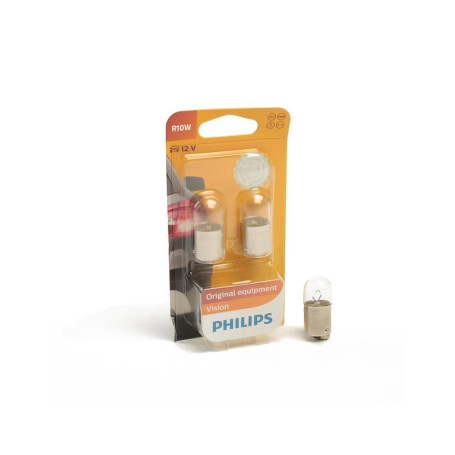 Лампа автомобильная накаливания R10W, 12V, 10Вт, BA15s, PHILIPS - 2 шт - Артикул 12814B2_PHI
