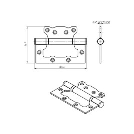 Петля накладная ПНУ-100, антик медь, 2 шт.