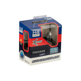 Лампа автомобильная галогеновая H4, 12V, 60/55Вт, P43t, 4000К, Яркость +100%, XENITE - 2 шт